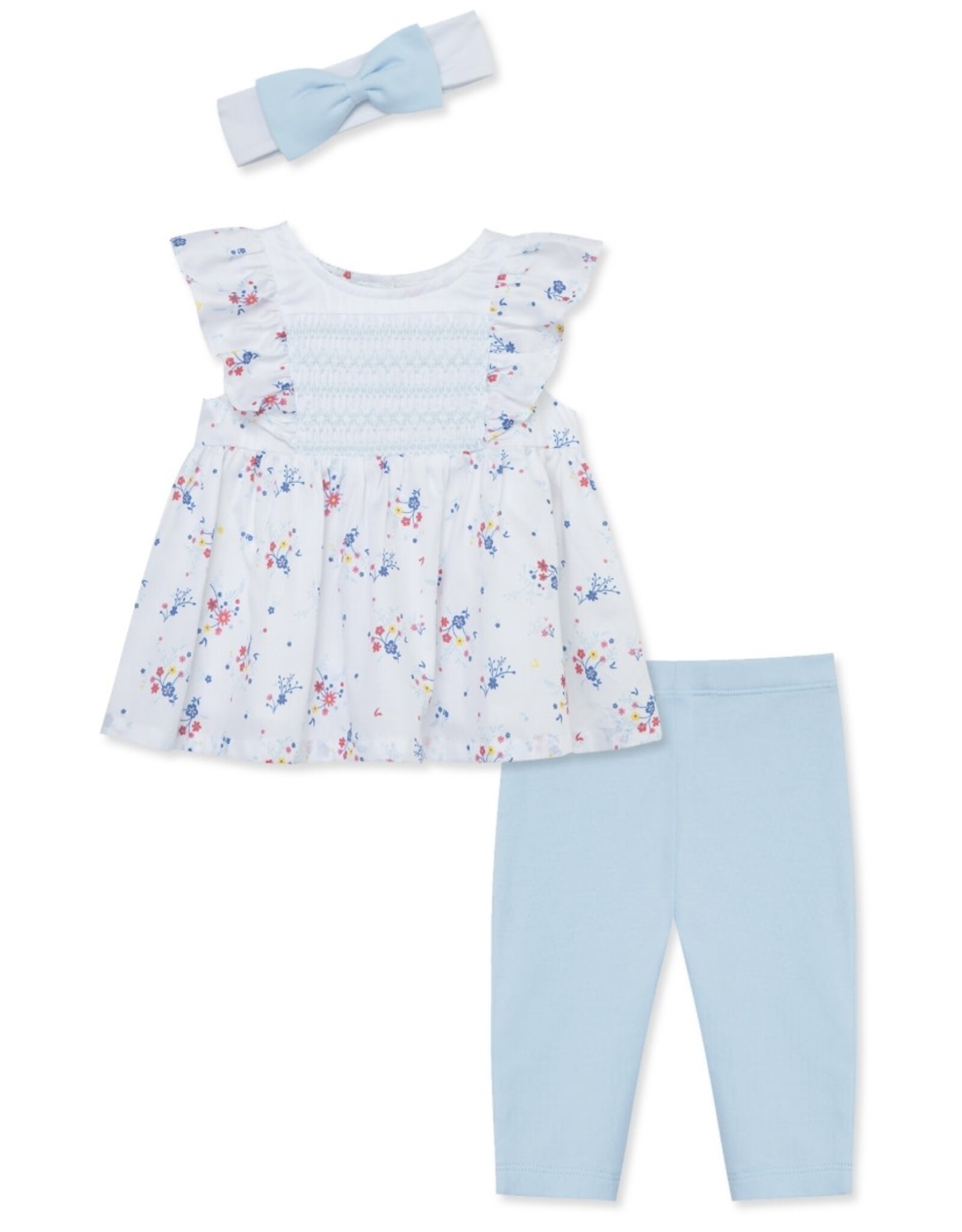 Little Me Little Me- Smocked Floral Set