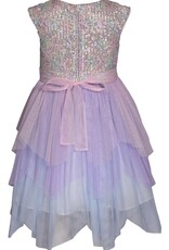 Bonnie  Jean Bonnie Jean- Multi Sequin Hem Layered Tulle Dress