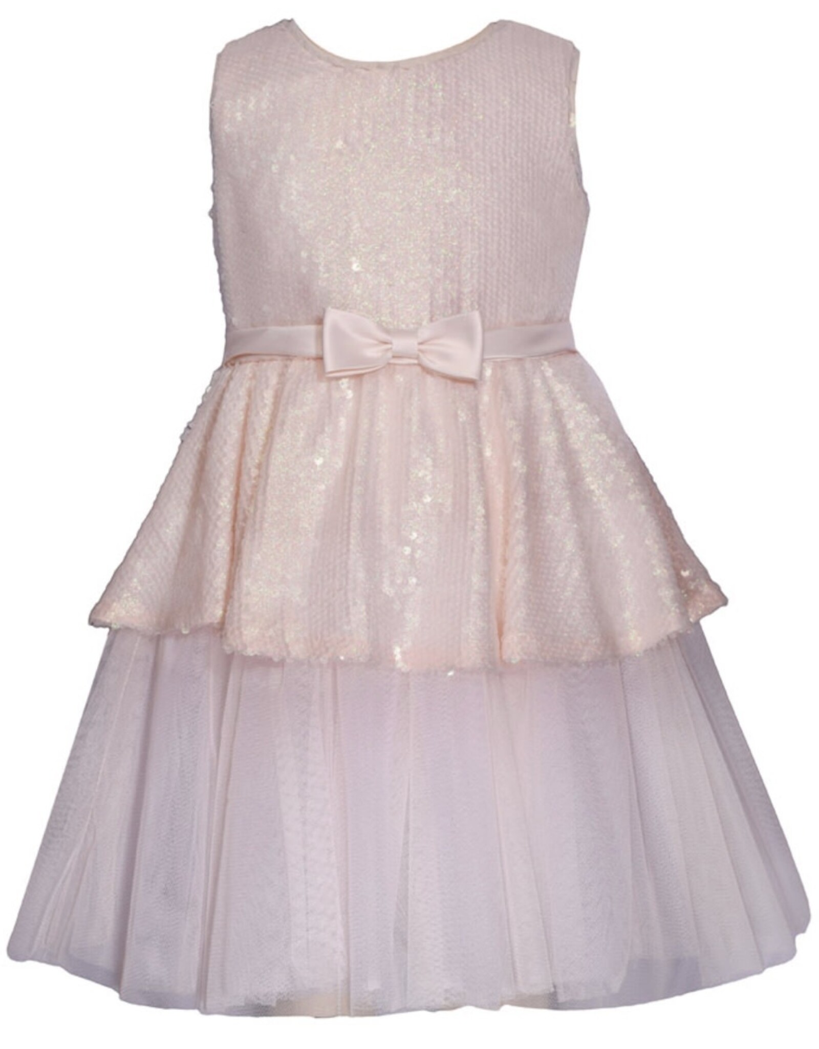 Bonnie  Jean Bonnie Jean- Blush Sequin Peplum Dress