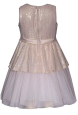 Bonnie  Jean Bonnie Jean- Blush Sequin Peplum Dress