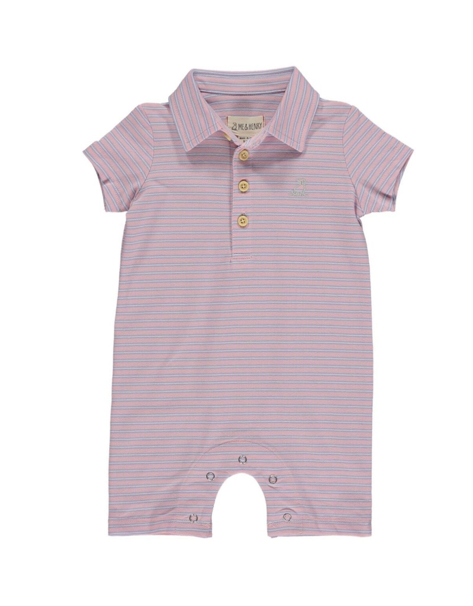 Me & Henry Me & Henry- Drift: Pink/Lilac Pique Polo Romper