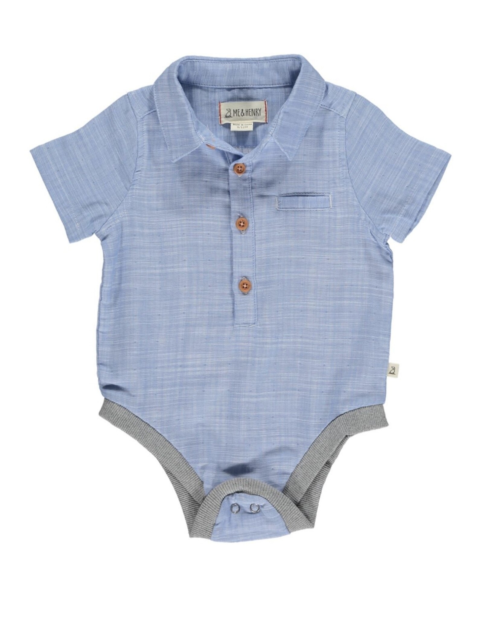 Me & Henry Me & Henry- Helford Woven Onesie: Chambray