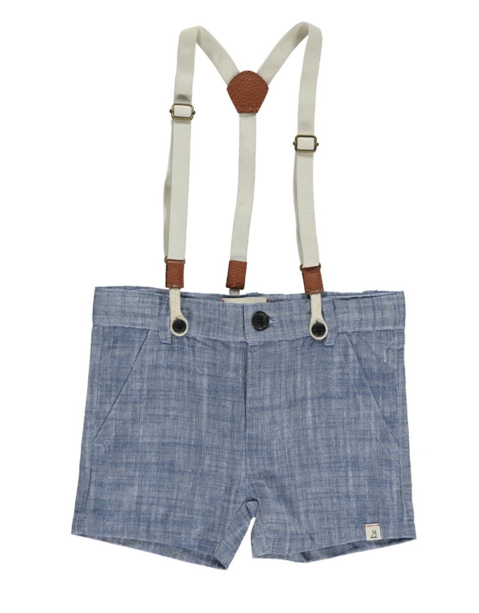 Me & Henry Me & Henry- Captain Suspender Shorts: Navy Heathered