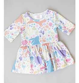 Mila & Rose Mila & Rose- Pastel Floral Bunnies Twirl Bodysuit