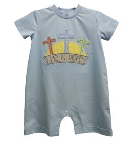 Three Sisters Three Sisters- He is Risen Applique Boy Romper