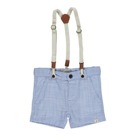 Me & Henry Me & Henry- Captain Suspender Shorts: Blue Heathered