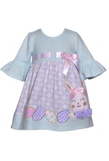 Bonnie  Jean Bonnie Jean- Aqua & Purple Bunny Dress