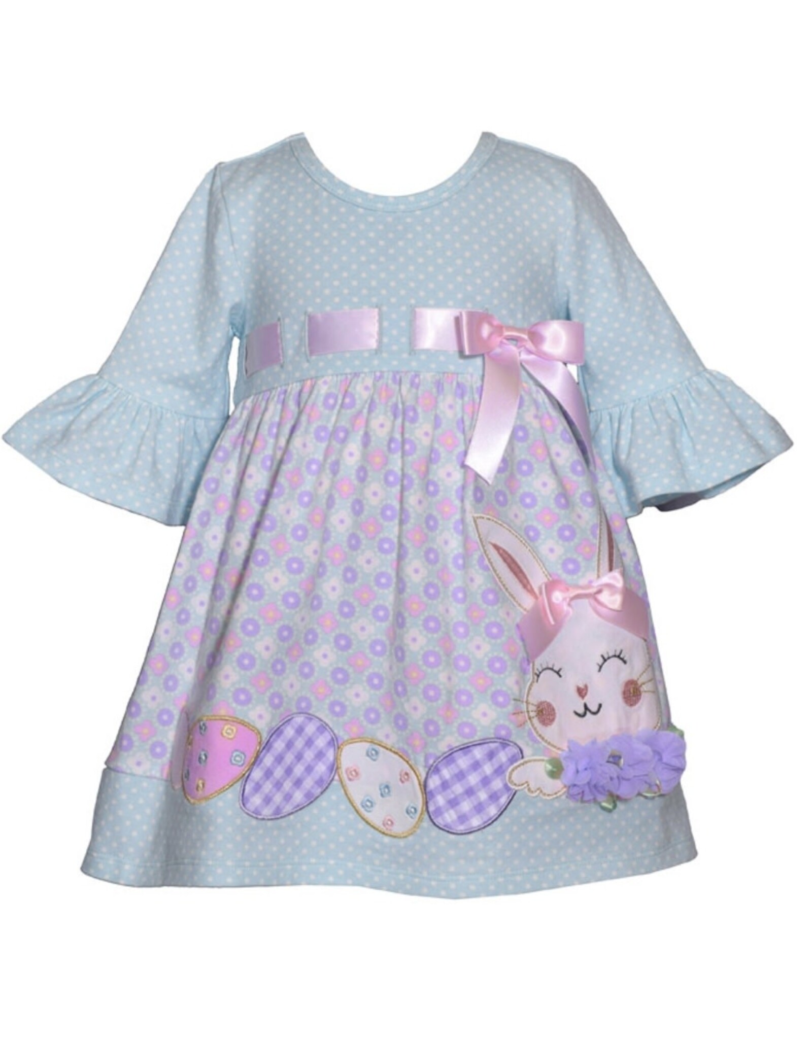 Bonnie  Jean Bonnie Jean- Aqua & Purple Bunny Dress