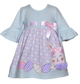 Bonnie  Jean Bonnie Jean- Aqua & Purple Bunny Dress