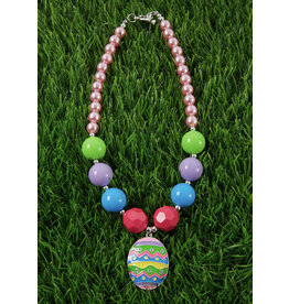 Easter Egg Multi Color Pendant Chunky Necklace