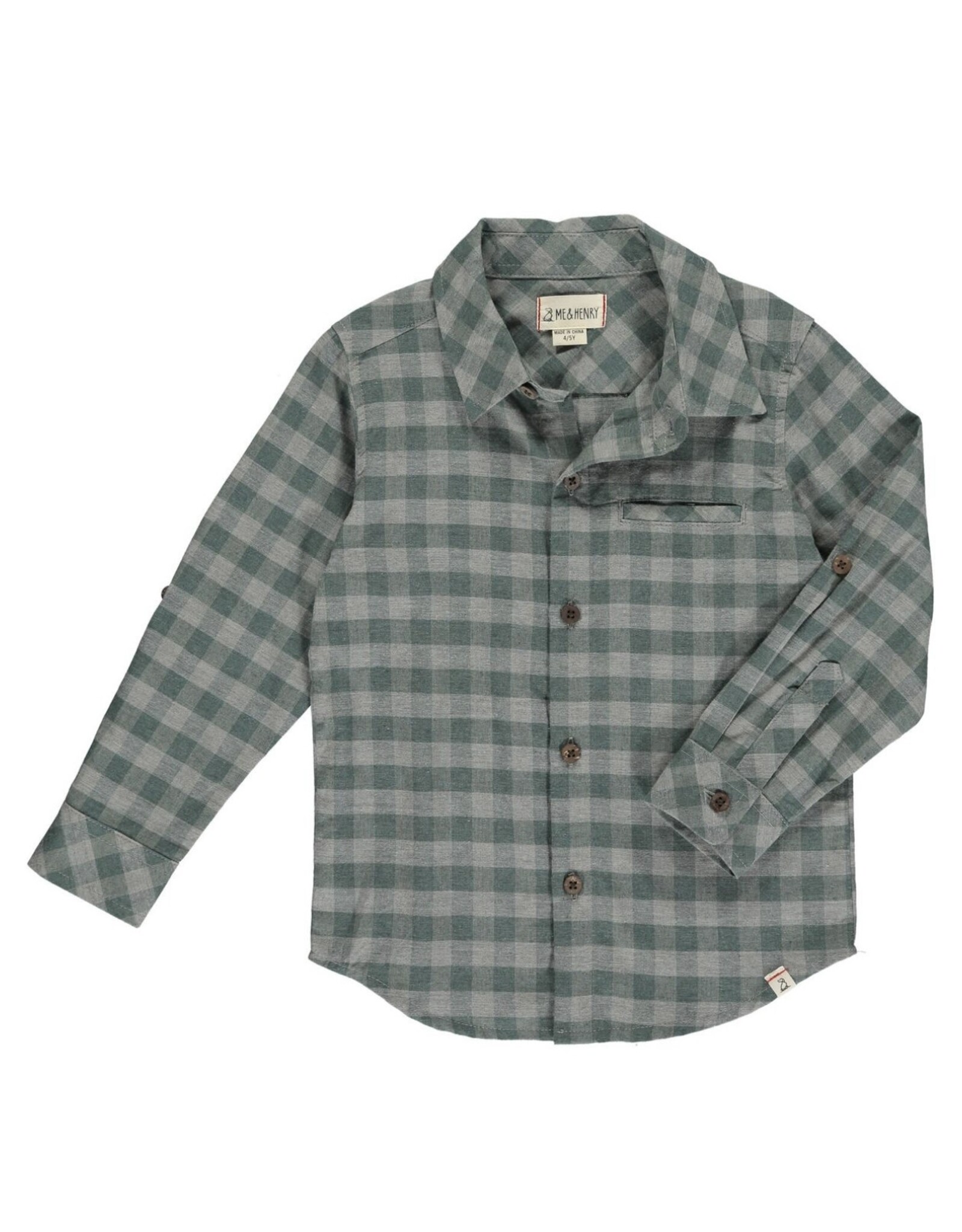 Me & Henry Me & Henry- Atwood Shirt: Green/Grey Plaid