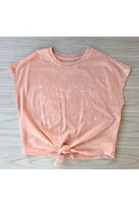 Paper Flower- Tropical Peach Washed Tie Front Top