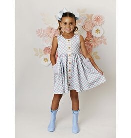 Swoon Baby Swoon Baby- Spring Gingham Prim Pocket Bow Dress