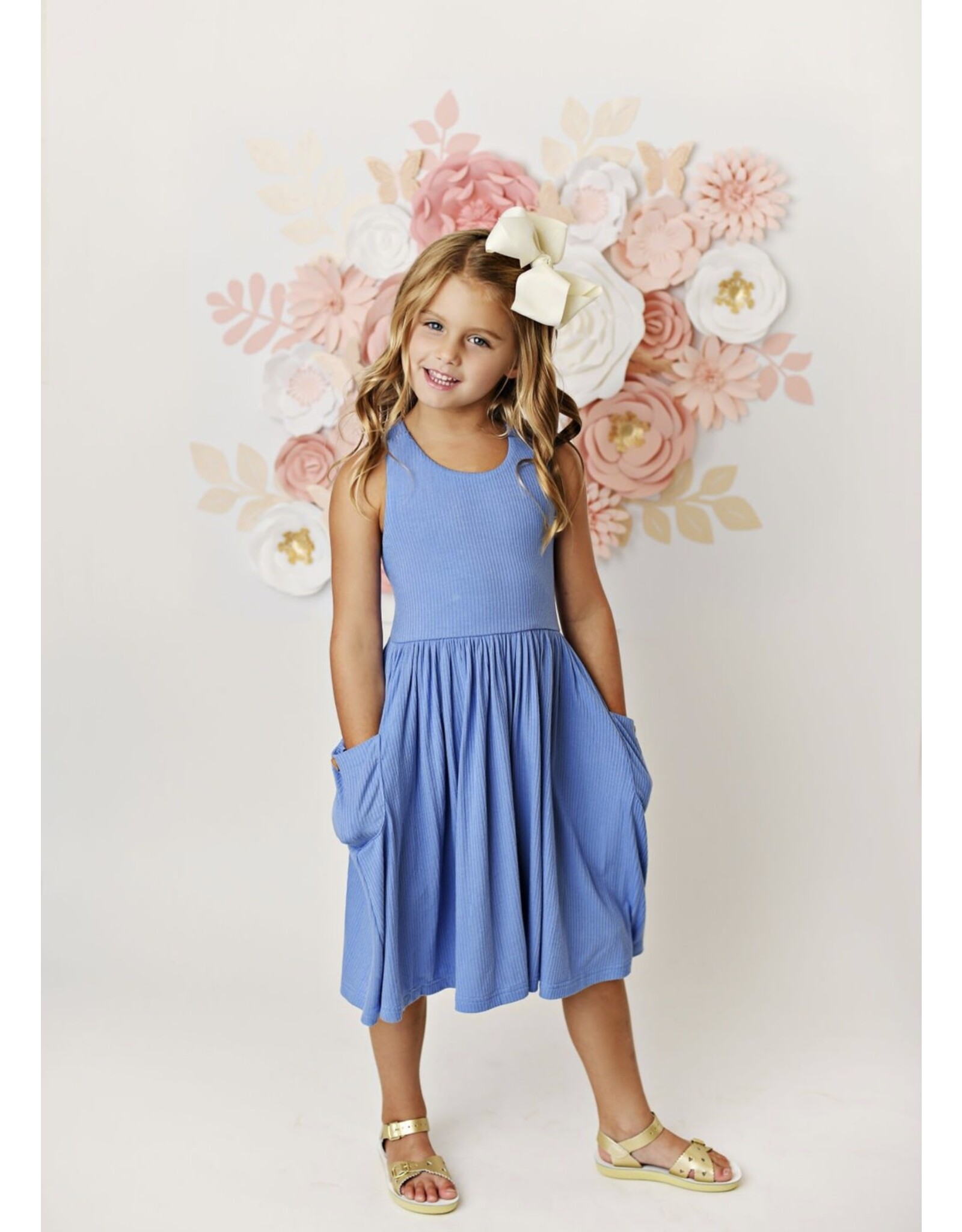 Swoon Baby Swoon Baby- Bamboo Blue Pocket Dress