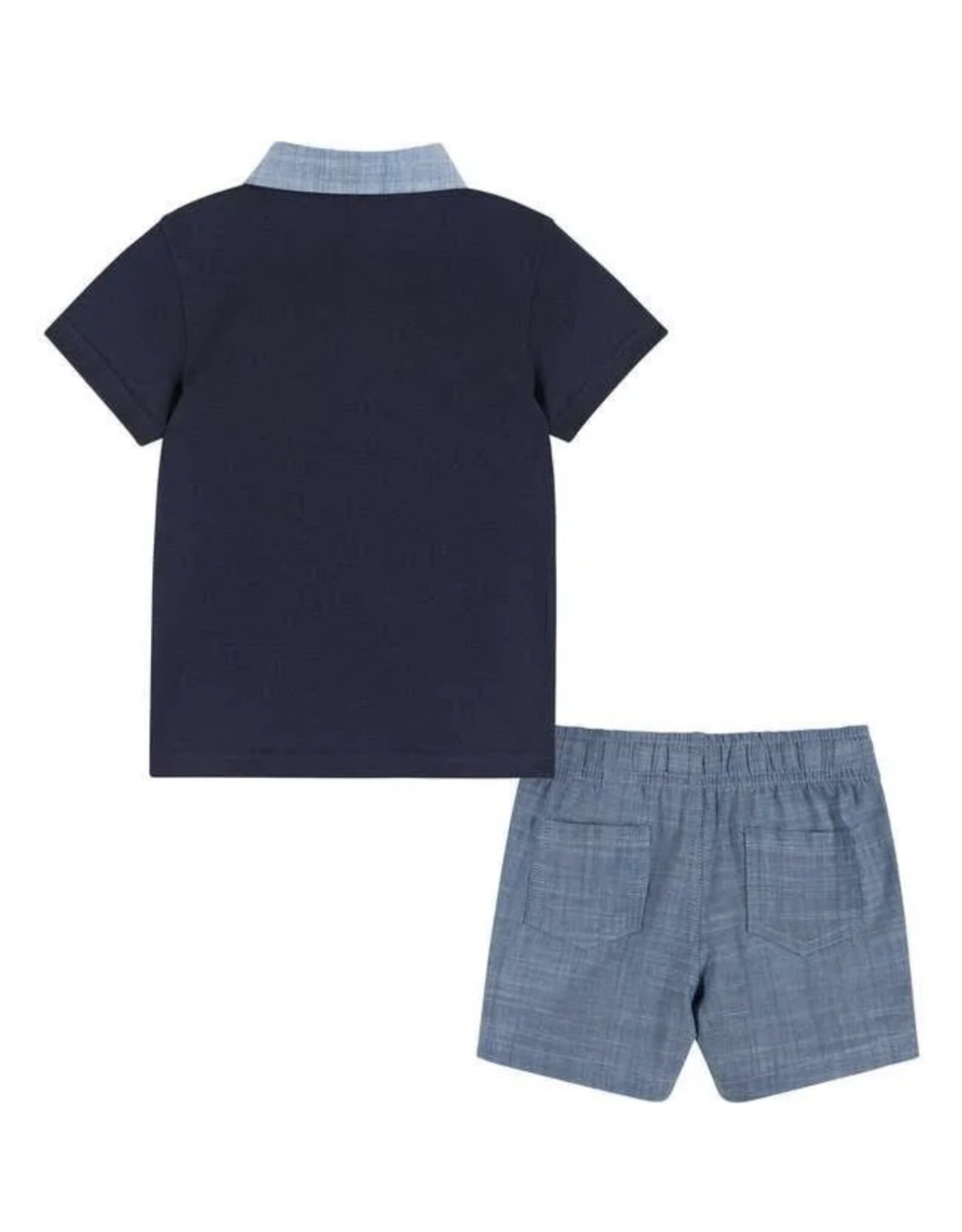 Andy & Evan Andy & Evan- Navy & Chambray Polo Infant Short Set