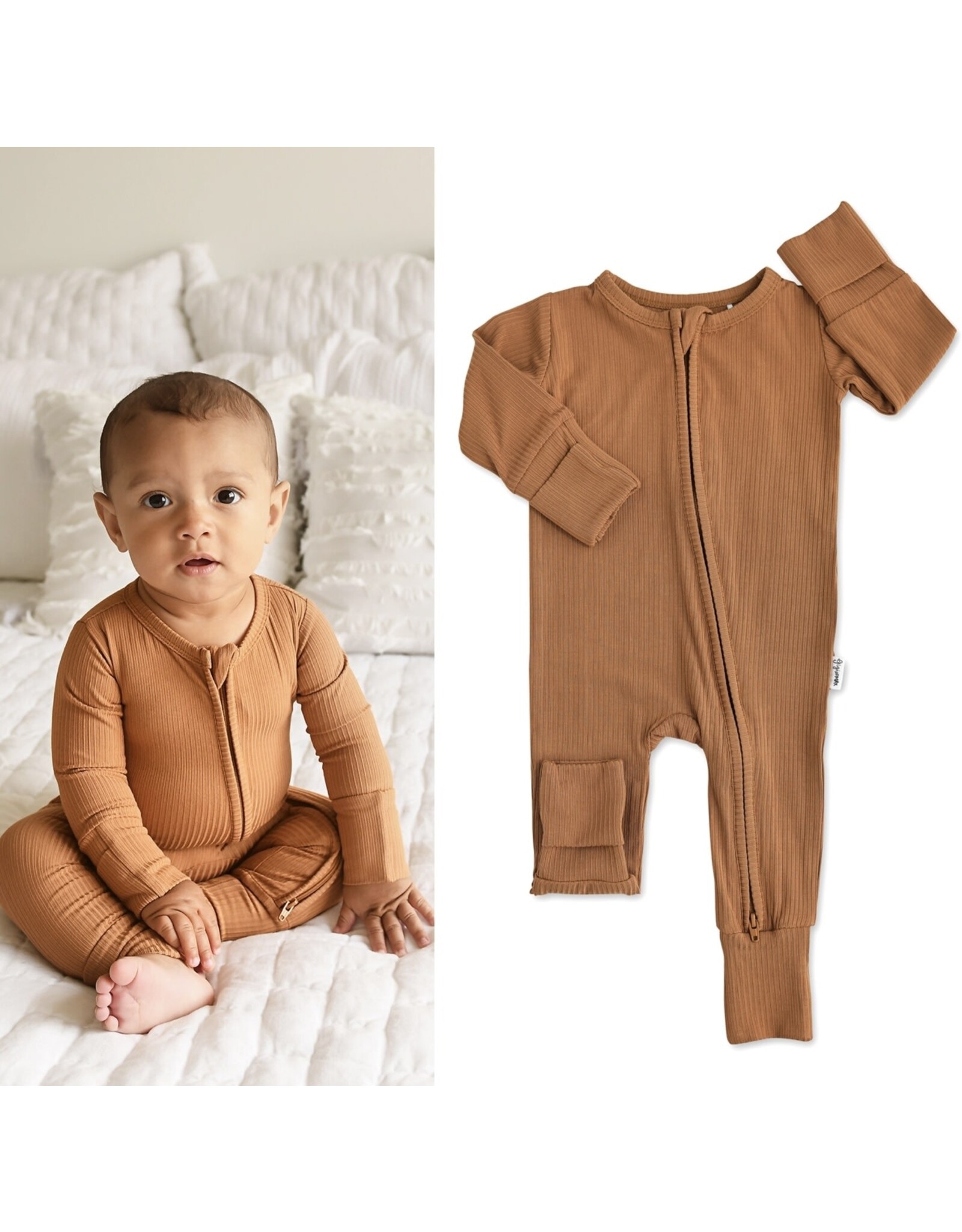 Gigi & Max Gigi & Max- Rory Caramel Zip Footie