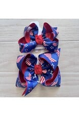 Beyond Creations Beyond Creations- Red/Navy Star Heart Layered Knot Bow