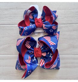 Beyond Creations Beyond Creations- Red/Navy Star Heart Layered Knot Bow