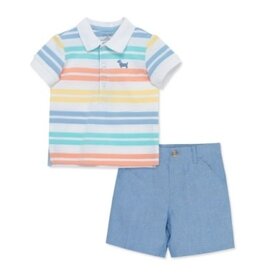 Little Me Little Me- Stripe Polo Short Set