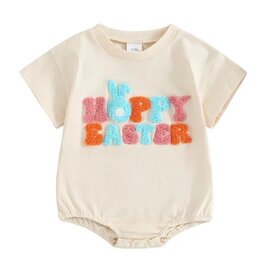 Hoppy Easter Bunny Fuzzy Letter Onesie