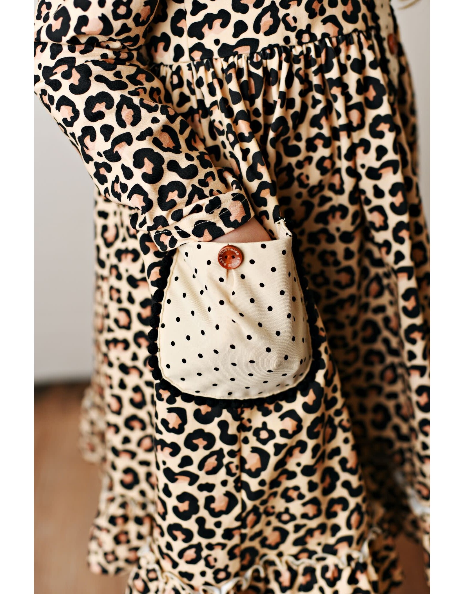 Swoon Baby Swoon Baby- Midnight Leopard Petal Pocket Dress