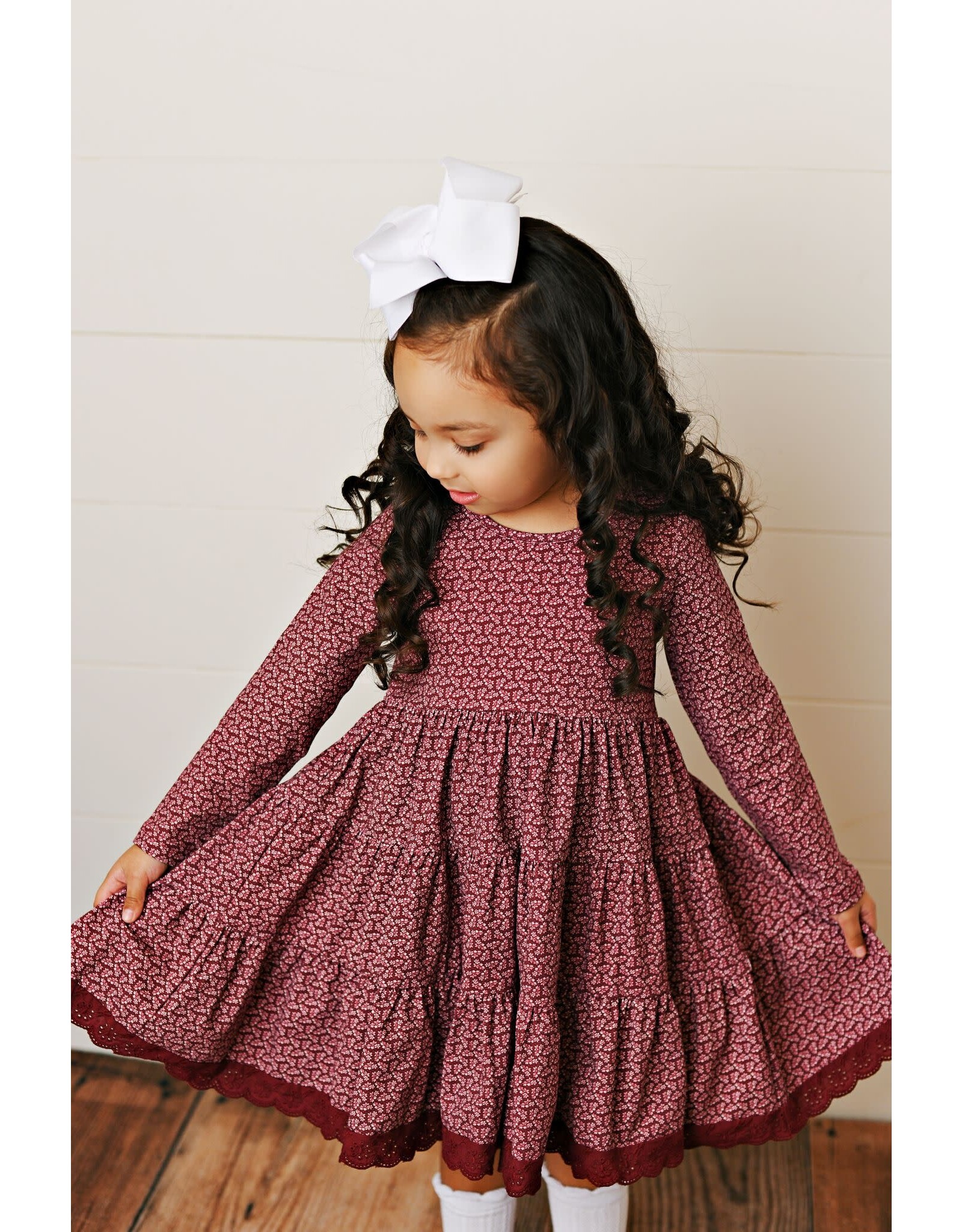 Swoon Baby Swoon Baby- Charming Crimson Dainty Eyelet Dress