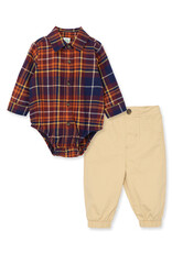 Little Me Little Me- Fall Plaid Pant Set