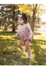 Ollie Jay Ollie Jay- Leah Romper: Pink Rose Velvet