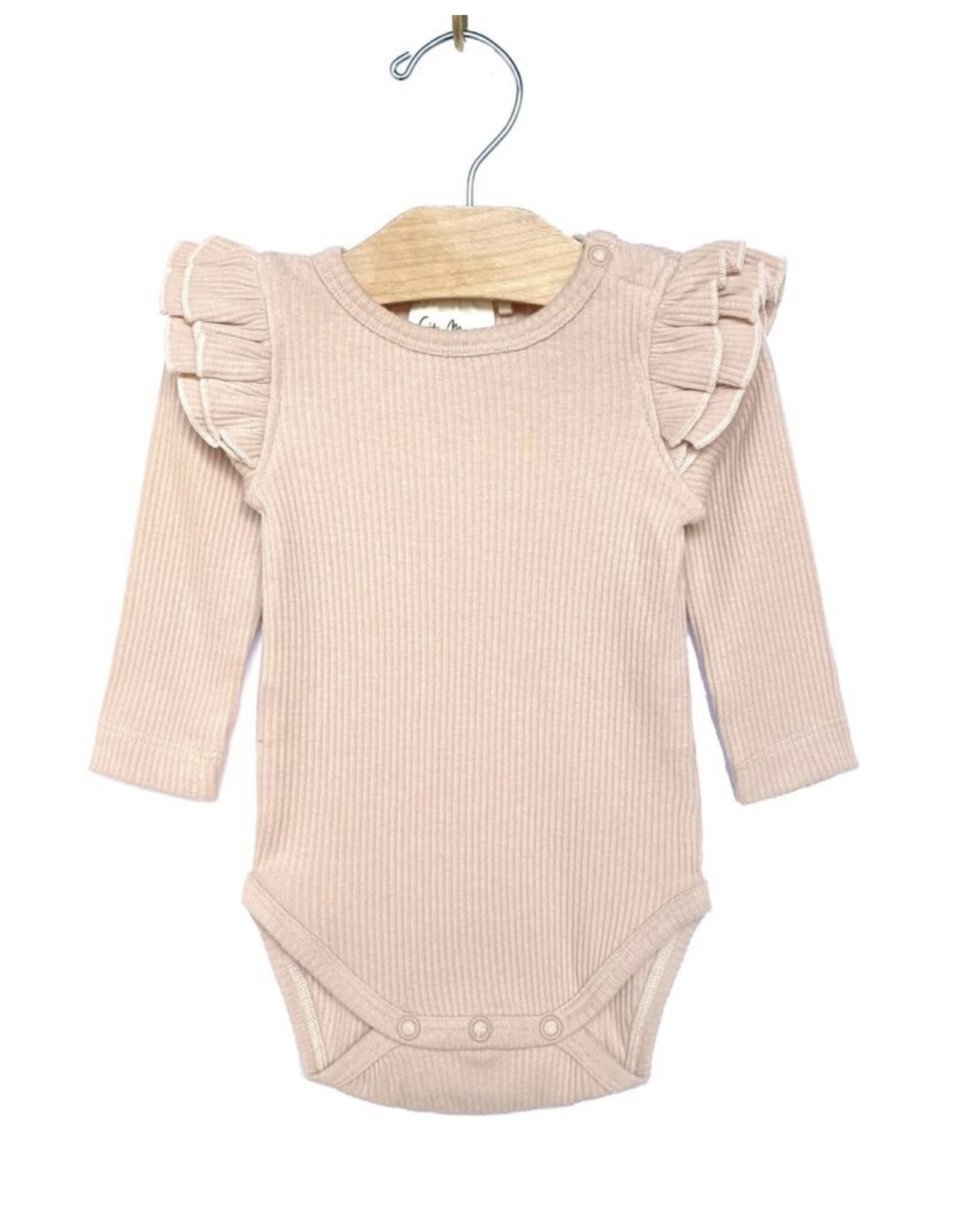 City Mouse- Rose Smoke Modal Ribbed Flutter Bodysuit