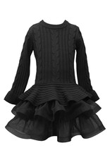 Bonnie  Jean Bonnie Jean- Black Cableknit Skirt Sweater Dress