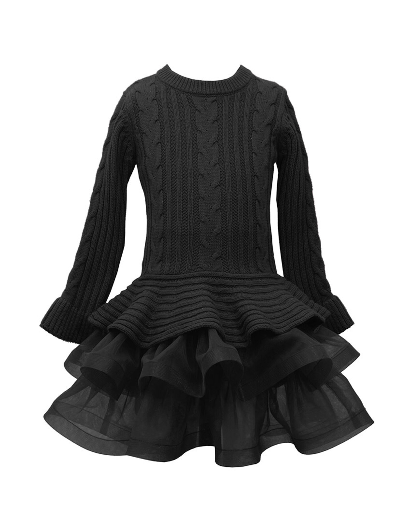 Bonnie  Jean Bonnie Jean- Black Cableknit Skirt Sweater Dress