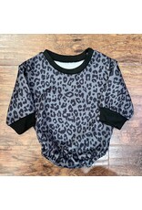 Black Leopard Sweater Bubble Romper