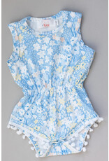 Mila & Rose Mila & Rose- Blooming in Blue Pom Romper