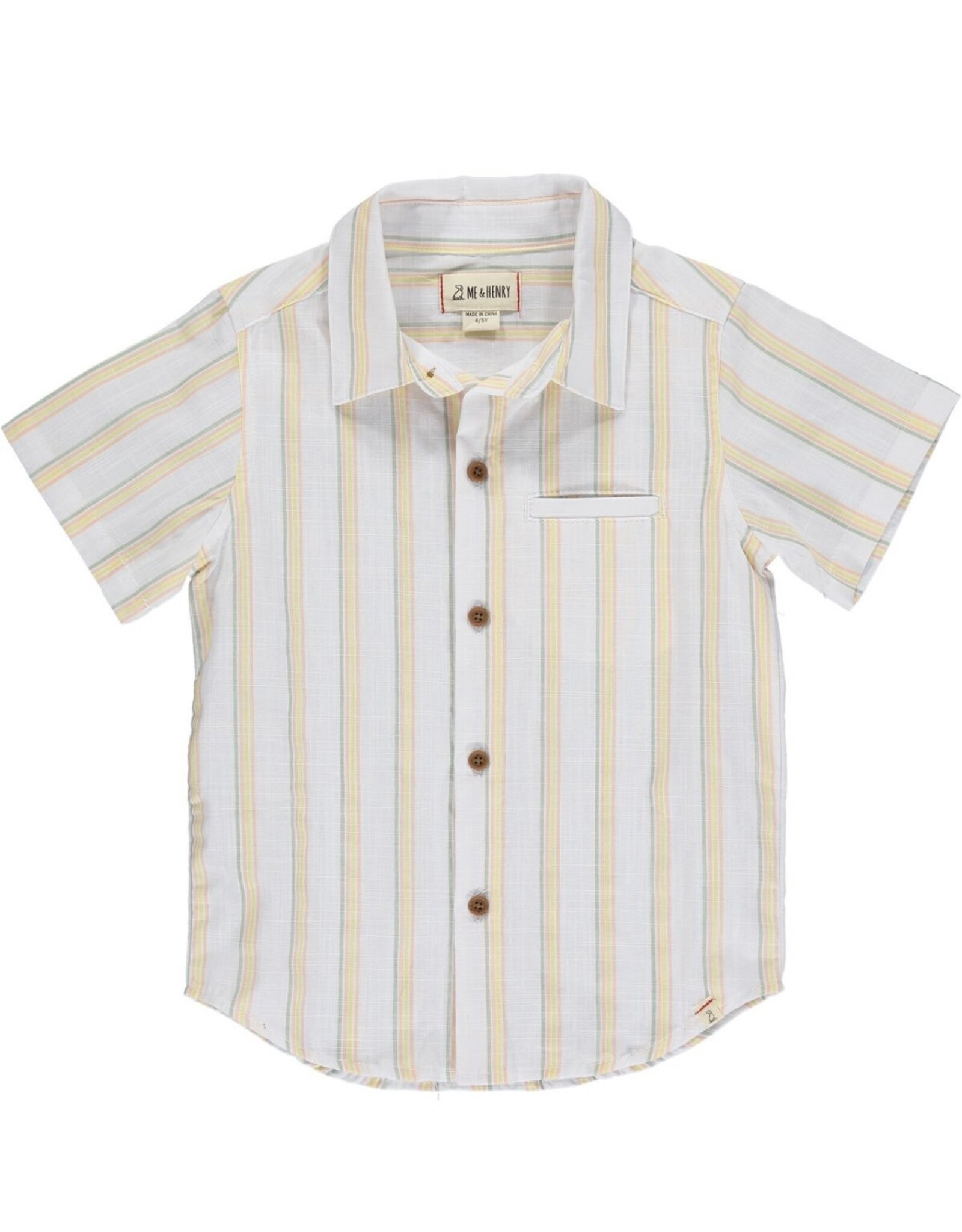 Me & Henry Me & Henry- Newport S/S Shirt: Sage/Gold/Orange Stripe