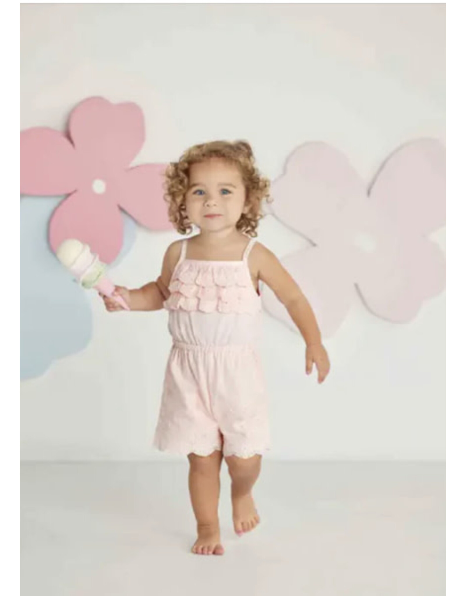 Mudpie Mud Pie- Pink Eyelet Romper