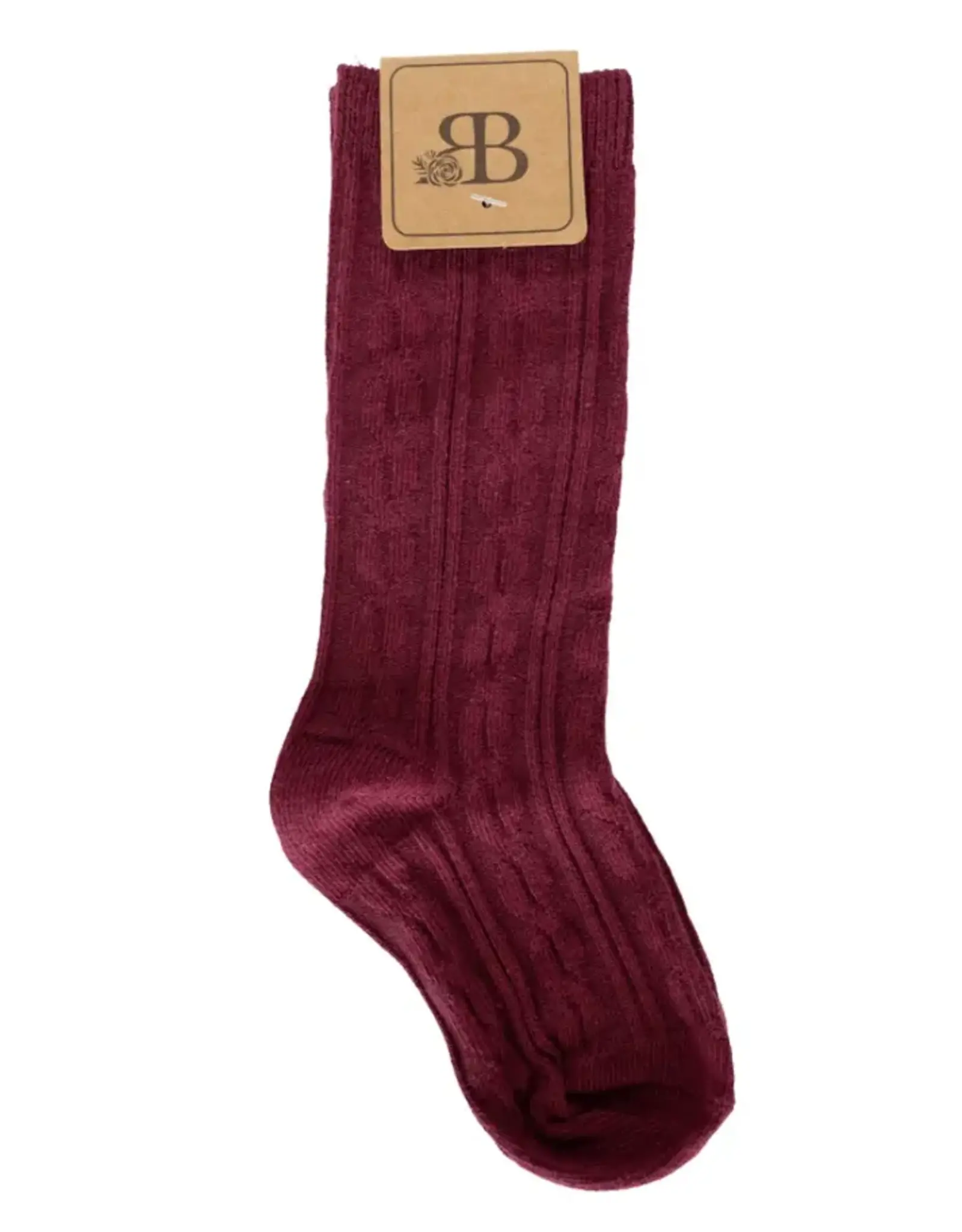 Baileys Blossoms BB- Pepper Knee High Cable Knit Socks: Wine