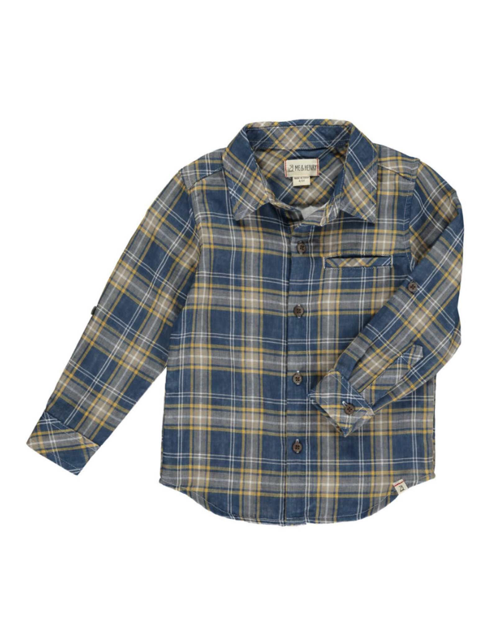 Me & Henry Me & Henry- Atwood Shirt: Blue/Gold Plaid