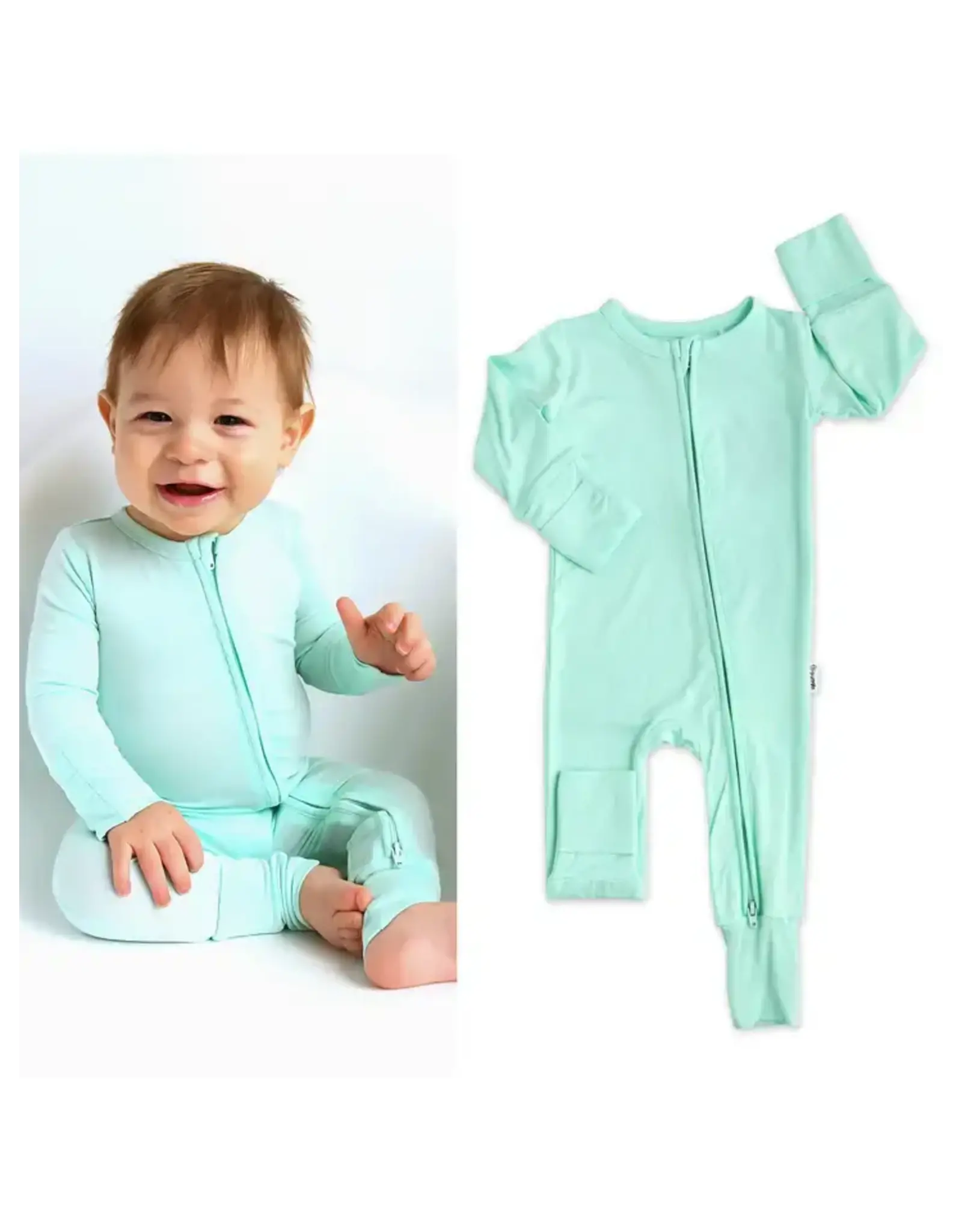 Gigi & Max- Finley Mint Footed Zip One Piece