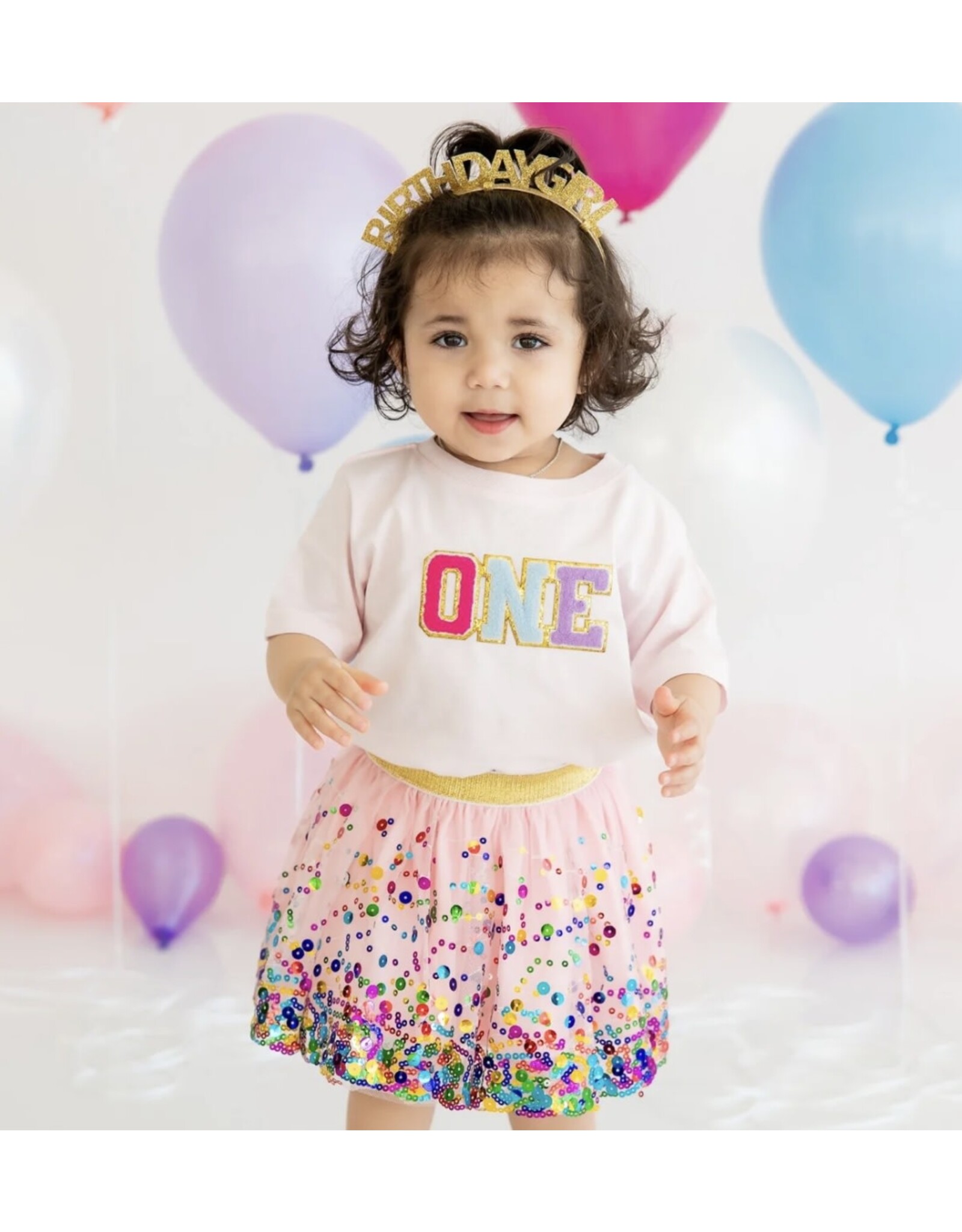 Sweet Wink Sweet Wink- One Birthday Patch S/S Ballet Pink TShirt