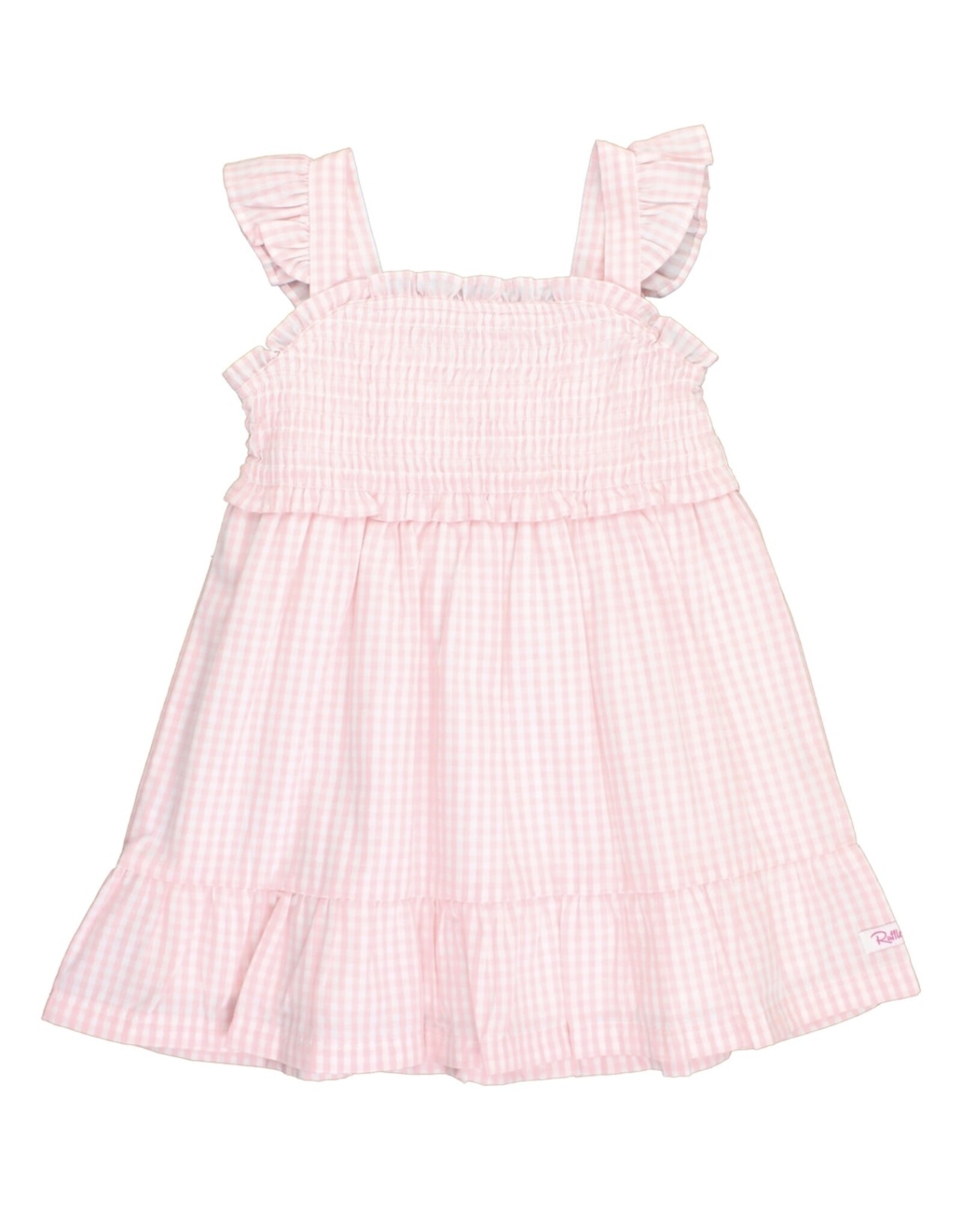 Ruffle Butts Ruffle Butts- Pink Gingham Smocked Flutter Strap Dress