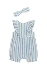Little Me Little Me- Blue Stripe Guaze Romper