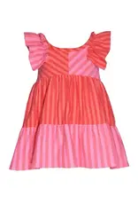 Bonnie  Jean Bonnie Jean- Orange & Pink Flutter Mixed Stripe Dress