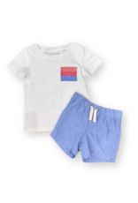 Andy & Evan Andy & Evan- Red/Wht/Blue Striped Pocket Tee Short Set