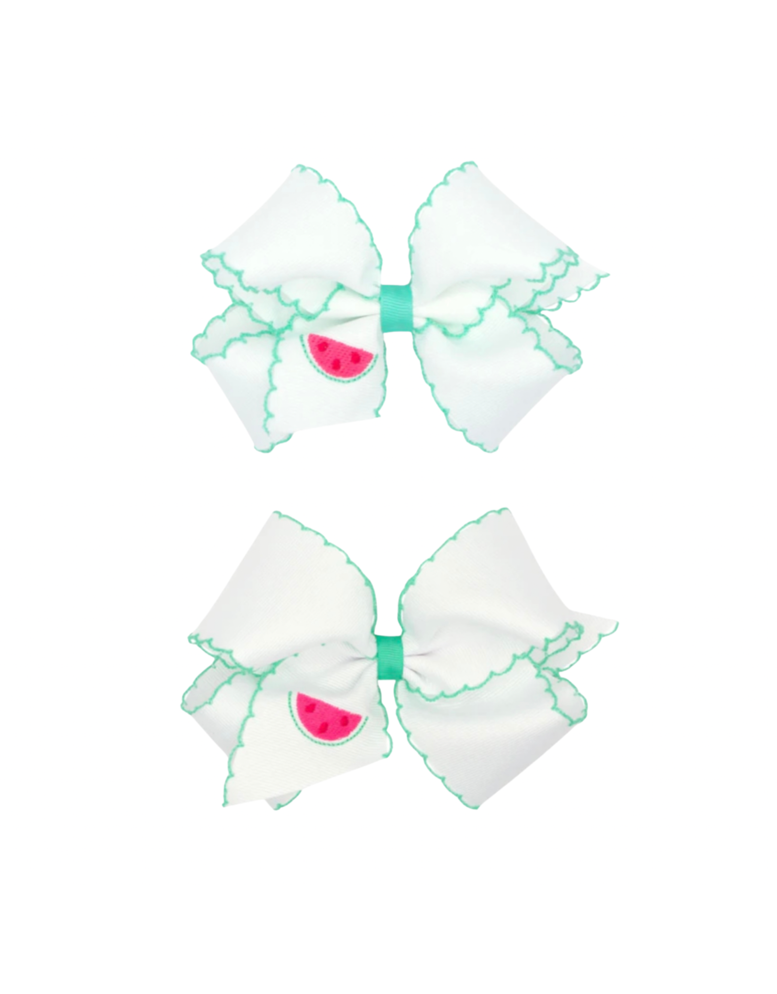 Wee Ones- Watermelon Embroidered Moonstitch Edge Bow