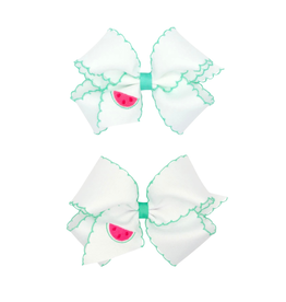 Wee Ones- Watermelon Embroidered Moonstitch Edge Bow