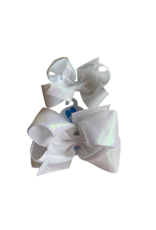 Wee Ones- White Overlay Sheer Iridescent Bow