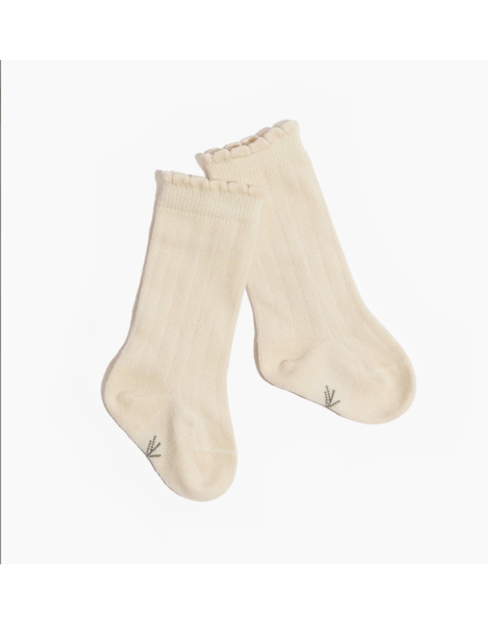 Freshly Picked Freshly Picked- Ivory Scalloped Knee High Sock