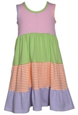 Bonnie  Jean Bonnie Jean- Multi Colored Mixed Stripe Tier Dress