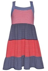 Bonnie  Jean Bonnie Jean- Red Tiered Stripe Dress
