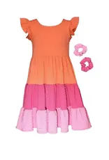 Bonnie  Jean Bonnie Jean- Orange Color Block Knit Dress